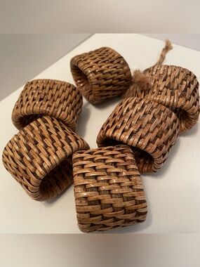 Artifacts Trading Company Rattan 6-Piece Oval Napkin Ring Set